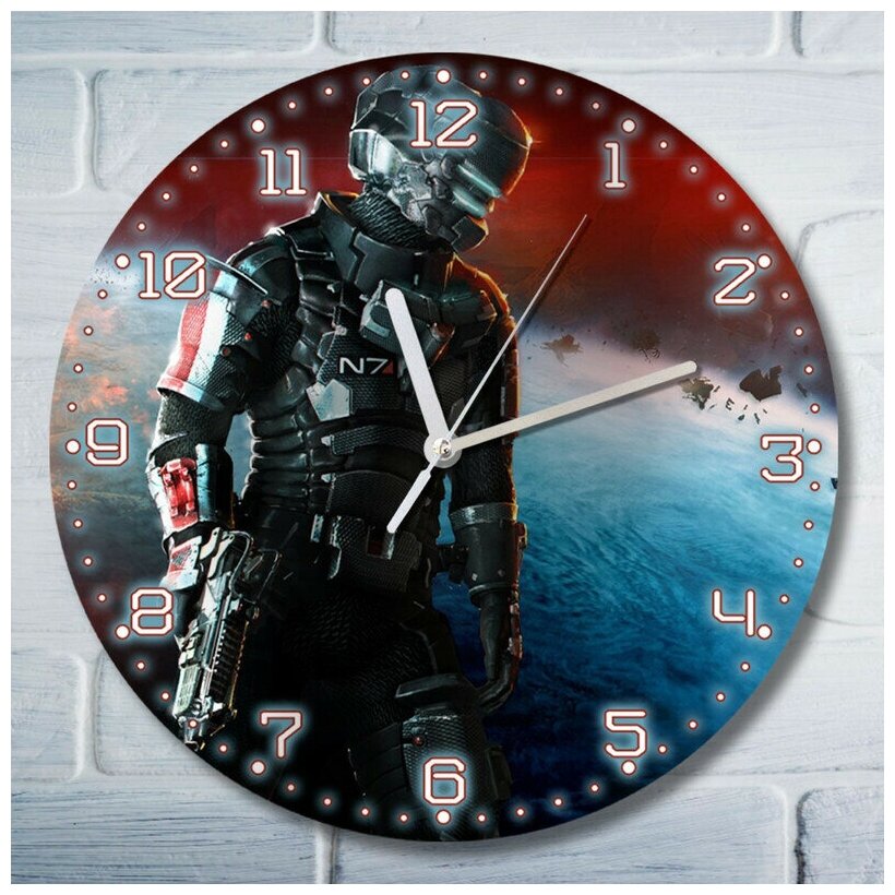 Настенные декоративные часы УФ с ярким рисунком, диаметр 28см игры Dead Space 3 (дэд спейс 3, PS, Xbox, PC, Switch) 4697