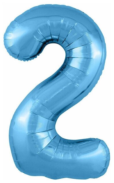 Воздушный шар фольгированный Agura Цифра 2, голубой, 102 см