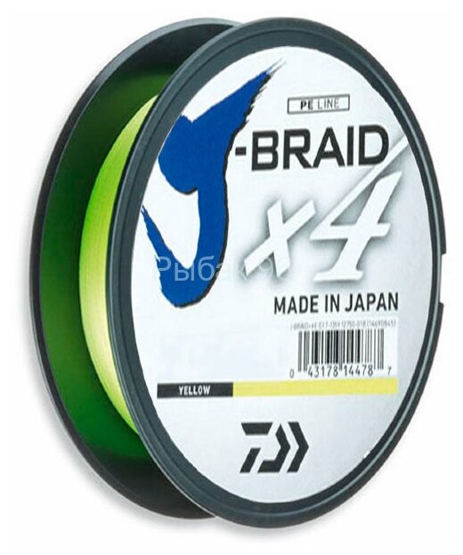 Леска плетеная Daiwa J-Braid X4 желт. 0.25 135м