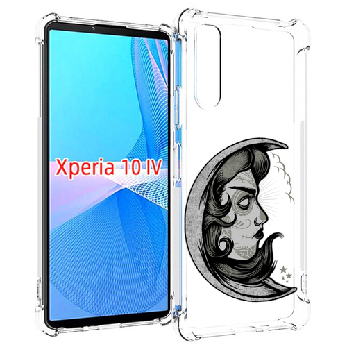 Чехол MyPads черно белая луна с лицом для Sony Xperia 10 IV (10-4) задняя-панель-накладка-бампер чехол mypads черно белый корабль полумесяц для sony xperia 10 iv 10 4 задняя панель накладка бампер