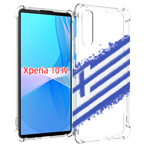 Чехол MyPads флаг Греции для Sony Xperia 10 IV (10-4) задняя-панель-накладка-бампер