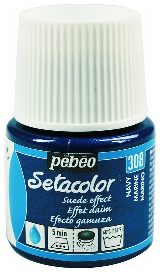 Краски и контуры по ткани PEBEO Краска для темных и светлых тканей с эффектом замши Setacolor 45 мл 295308 синий