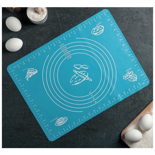 фото Коврик для раскатки теста с разлиновкой силиконовый (38*28 см.) (термостойкий -40 до +230 °c.) доляна