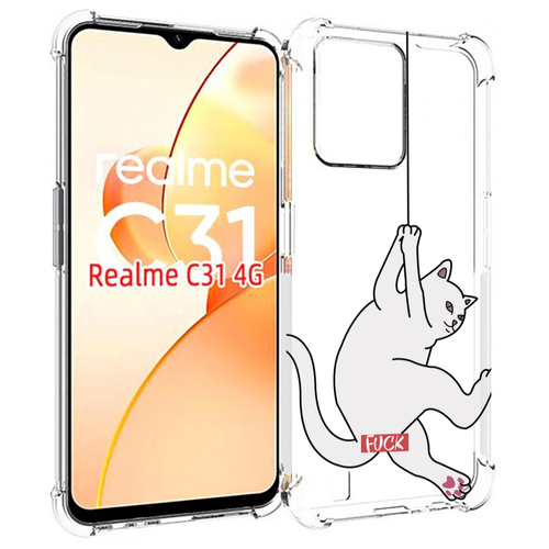 Чехол MyPads котяра-на-веревке для OPPO Realme C31 задняя-панель-накладка-бампер