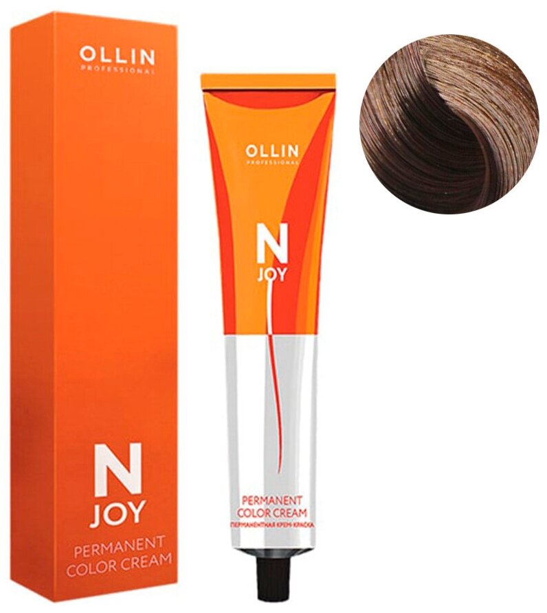 OLLIN Professional Стойкая крем-краска для волос N-Joy Color Cream, 7/37 русый золотисто-коричневый, 100 мл