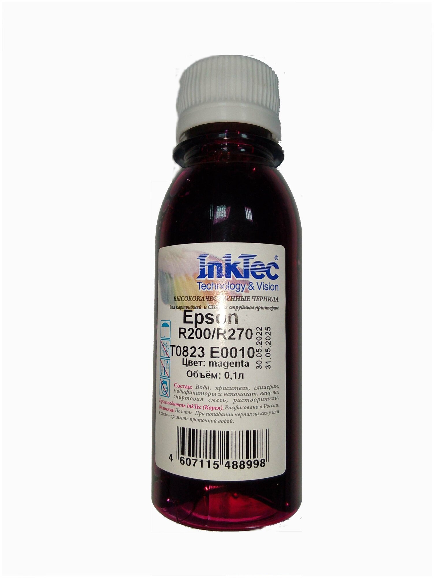 Чернила InkTec (E0010) для Epson R200/R270 (T0823), M, 0,1 л.