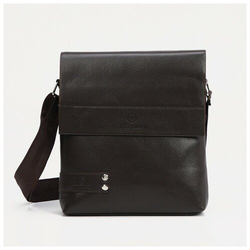 фото Планшет мужской на молнии, наружный карман, длинный ремень, цвет коричневый textura