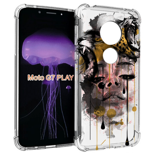 Чехол MyPads Девушка гепард женский для Motorola Moto G7 Play задняя-панель-накладка-бампер