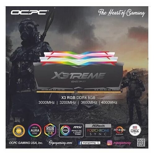 Модуль памяти DDR 4 DIMM 16Gb 8Gbx2 3600Mhz OCPC X3 RGB MMX3A2K16GD436C18RE RGB CL18 RED 721900₽