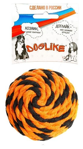 Мяч Броник средний (оранжевый-черный) Doglike - фото №2