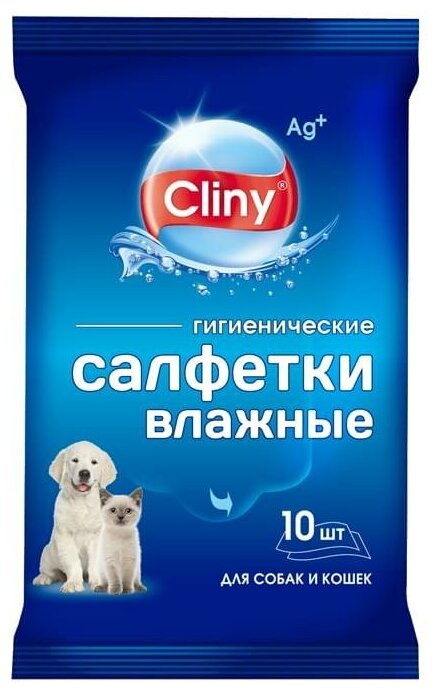 Влажные салфетки для ухода за собаками и кошками Cliny