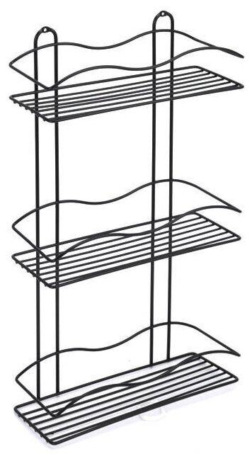 Полка прямая для ванной Volna 3-х уровневая 30х12,5х54см черная
