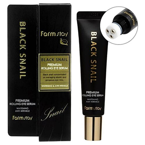 FarmStay Антивозрастная сыворотка для кожи вокруг глаз с муцином улитки Black Snail Premium Rolling Eye Serum