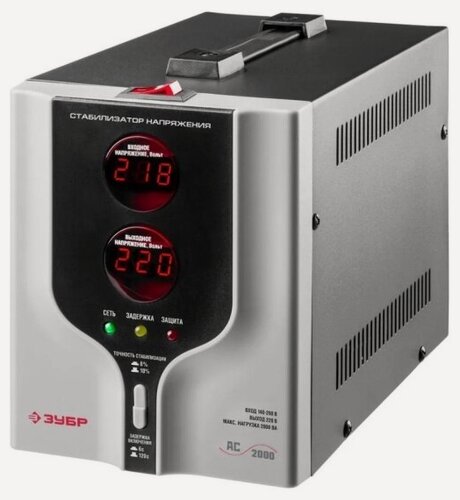 Изображение товара Стабилизатор напряжения Зубр АС 2000 профессиональный 2000 ВА, 140-260 В, 8%, 59375-2
