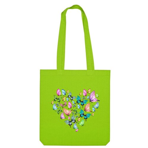 Сумка шоппер Us Basic, зеленый сумка сердце бабочки желтый