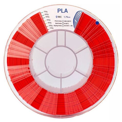 PLA красный 750 гр. 1.75 мм пластик REC для 3D принтера