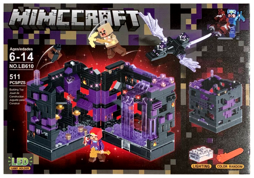 Конструктор Майнкрафт Игрушка Minecraft My World набор "Сражение за Черную Крепость" 511 деталей с led подсветкой