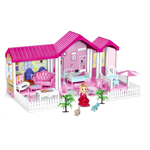 Кукольный домик с мебелью и фигурками Dream Villa, розовый