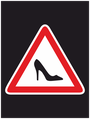 Наклейка на авто "За рулём девушка - Знак туфелька" 19х17 см.