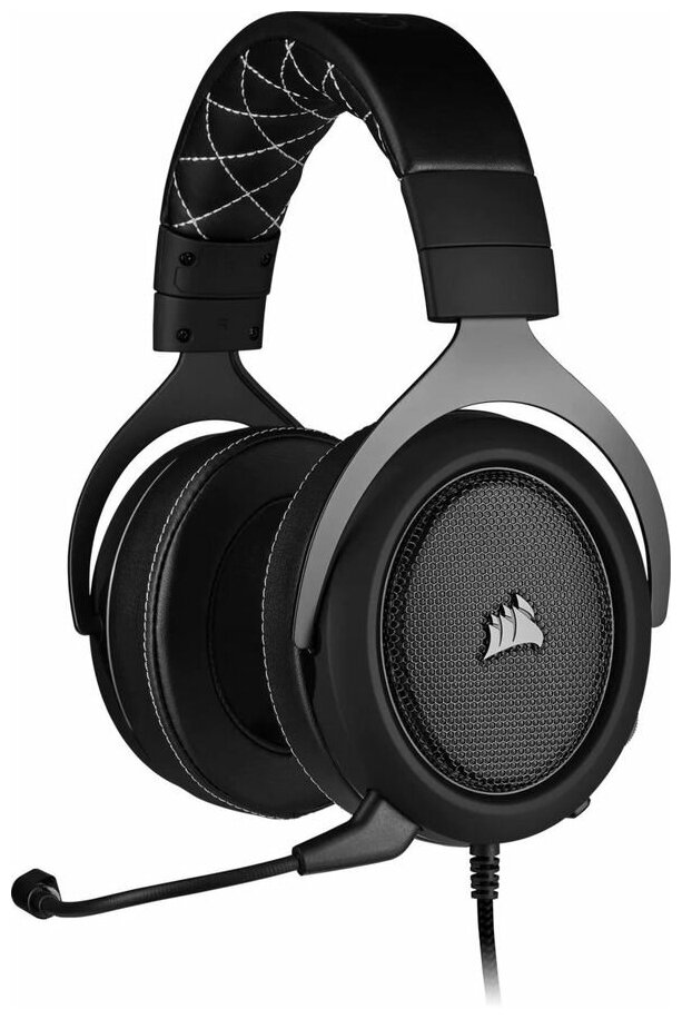 Гарнитура игровая Corsair HS60 Pro Surround, для компьютера и игровых консолей, накладные, черный матовый / белый [ca-9011213-eu]