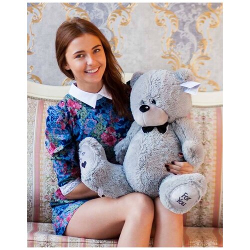 Мишка плюшевый Тедди Демьян 90 см Серый, мягкая игрушка медведь, подарок для ребёнка, любимой