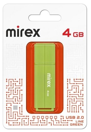 Флешка Mirex Line Green 4 Гб usb 2.0 Flash Drive - светло-зеленый