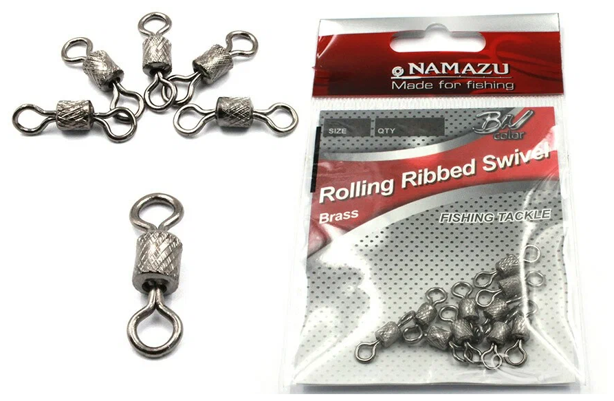 Вертлюг Namazu ROLLING RIBBED SWIVEL латунь цв. BN р. 8 test-9 кг (уп.10 шт)