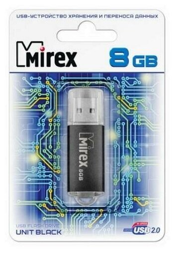 Flash Drive USB 8 Гб Mirex Unit black - черный