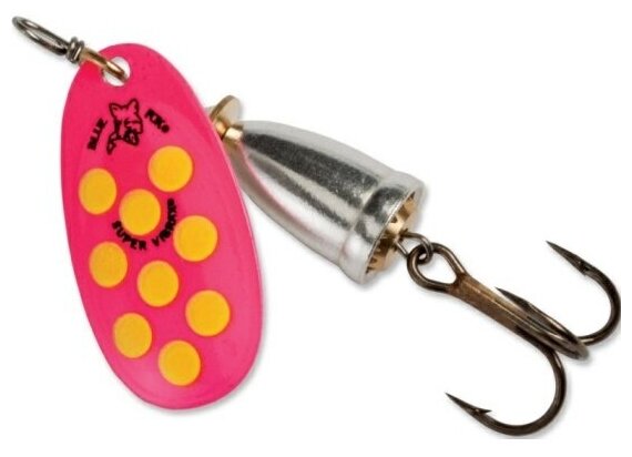 Блесна вертушка Bluefox BFS5-FPY, цвет Hot-Pink/Flo. Yellow/Silver-UV, 6см, 13гр