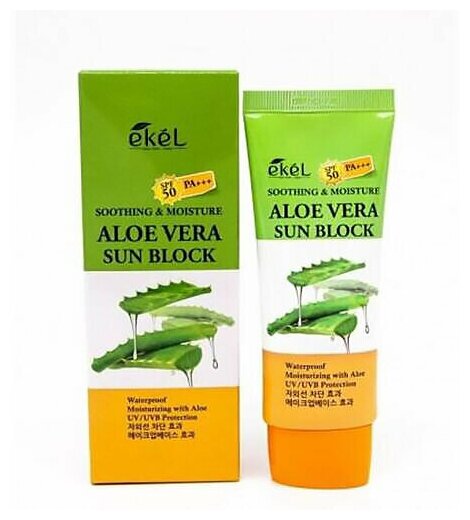 Ekel Крем для лица и тела солнцезащитный с экстрактом алоэ - Aloe vera sun block SPF50/PA+++, 70мл