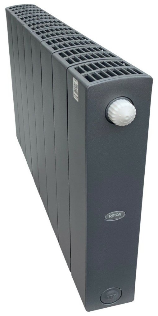 Биметаллический радиатор Rifar SUPREMO Ventil 350, 08 секций, нижнее подключение правое (SVR), цвет Титан. - фотография № 3
