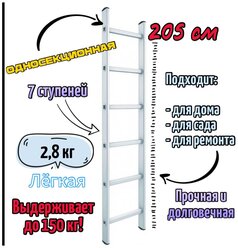 Лестница приставная односекционная, ступени-7, Эскальдо, max 205 см.