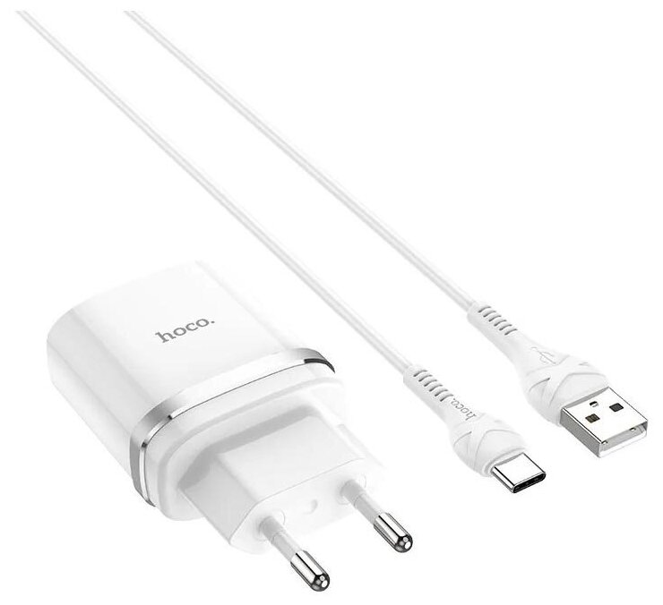 Блок питания (сетевой адаптер) HOCO С12Q Smart QC3.0, кабель Type-C-USB, 5V, 3.0A, белый