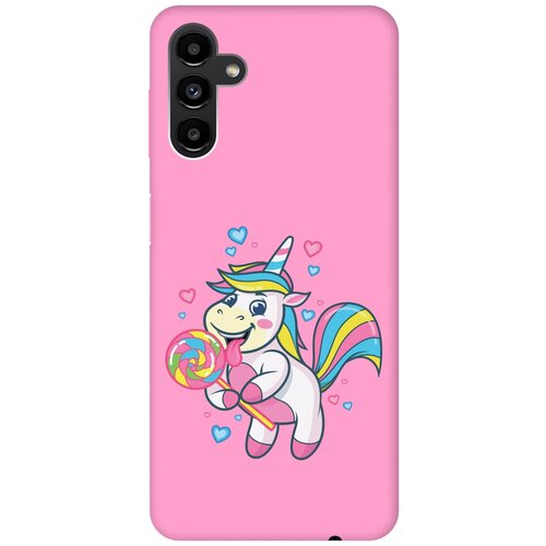 Матовый чехол Unicorn and candy для Samsung Galaxy A13 5G / Самсунг А13 с 3D эффектом розовый матовый чехол musical unicorn для samsung galaxy a13 5g самсунг а13 с 3d эффектом розовый