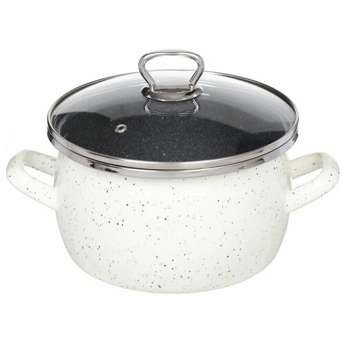 Кастрюля сталь, эмал, 3 л, с крыш, Сантэкс, Гранит цветной, 1-2430111, индукц