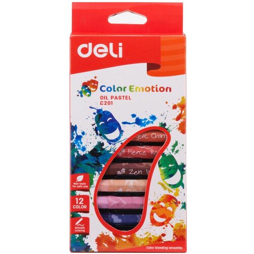 Упаковка пастели масляной DELI Color Emotion EC20100 EC20100, шестигранные, 12 цветов