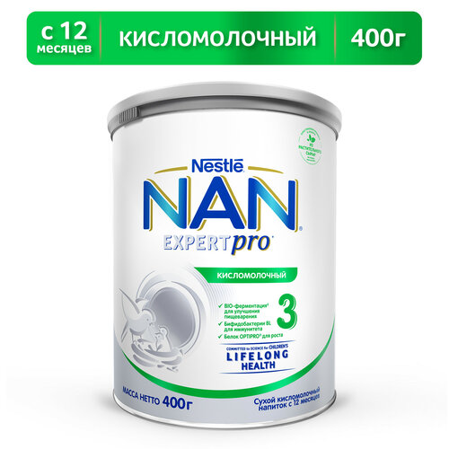 Смесь NAN (Nestlé) Кисломолочный 3, с 12 месяцев, 400 г напиток кисломолочный actimel с гранатом 1 5% 95 г