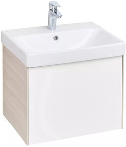 <b>Тумба</b> <b>под</b> раковину <b>Aquaton</b> Асти 53 подвесная подвесная/напольная белый глянец 1A263101AXD70 <span>выполненными в сдержанной древесной отделке ясень шимо светлый: особенно органично она будет смотреться в интерьерах с отсылками к скандинавской эстетике. Сочетание цветов (белый глянец и ясень шимо) в коллекции Асти позволяет использовать мебель в современных интерьерах. Ящик <b>тумбы</b> оснащен механизмом Push-to-Open</span>