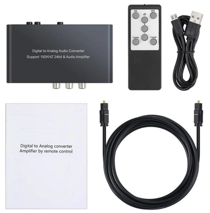 Prozor 192kHz DAC (S/PDIF – RCA +3.5mm) Конвертер-преобразователь аудиосигнала ЦАП с регулировкой громкости и пультом ду