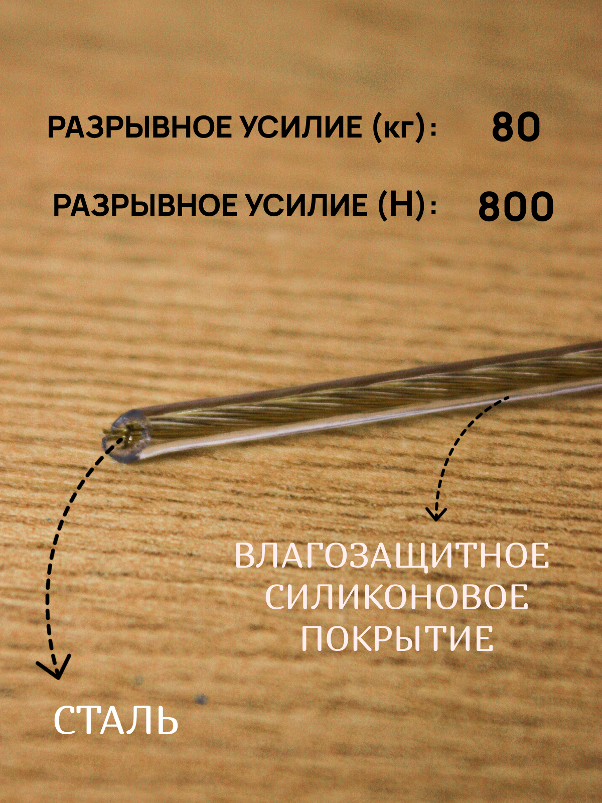 Трос металлополимерный/Трос такелажный/металлическое изделие с полимерным покрытием, диаметр 2мм - фотография № 2