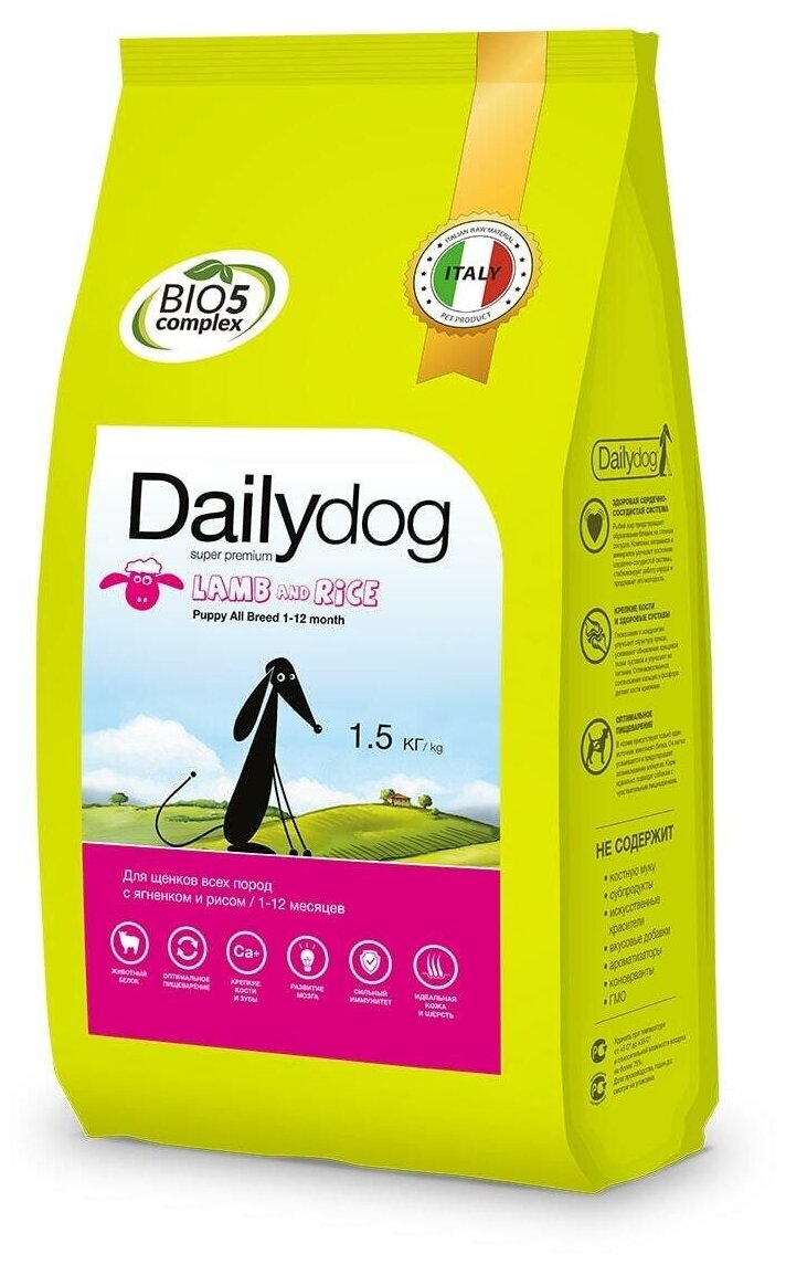 Dailydog PUPPY ALL BREED Lamb and Rice 1,5кг - корм для щенков для всех пород с ягненком и рисом 1,5кг, 530ДД1,5 (1 шт)