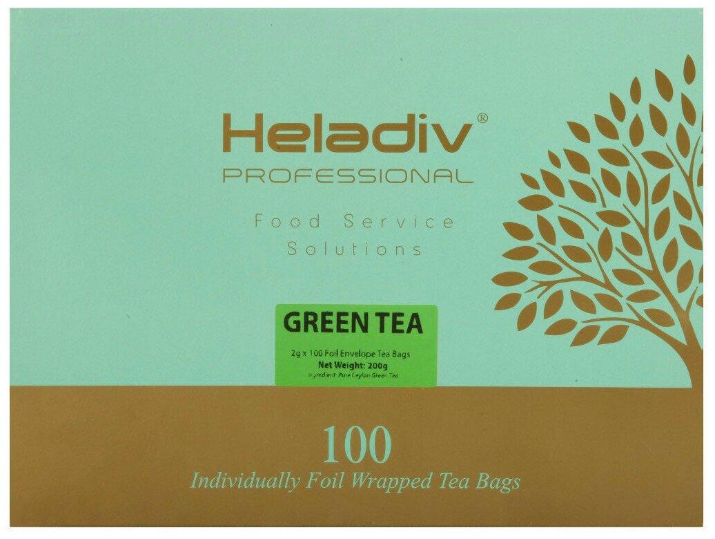 Чай Heladiv Professional P/FOIL Green Tea (Профессиональный, зеленый чай) в пакетиках, 100шт.