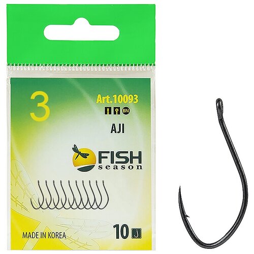 фото Набор 3уп!!! крючок aji-ring с ушком, покрытие bn, номер-3, 10шт/уп fish season