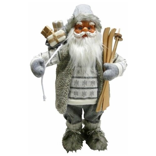 Санта в свитере и безрукавке с лыжами, 30 см, Peha Magic
