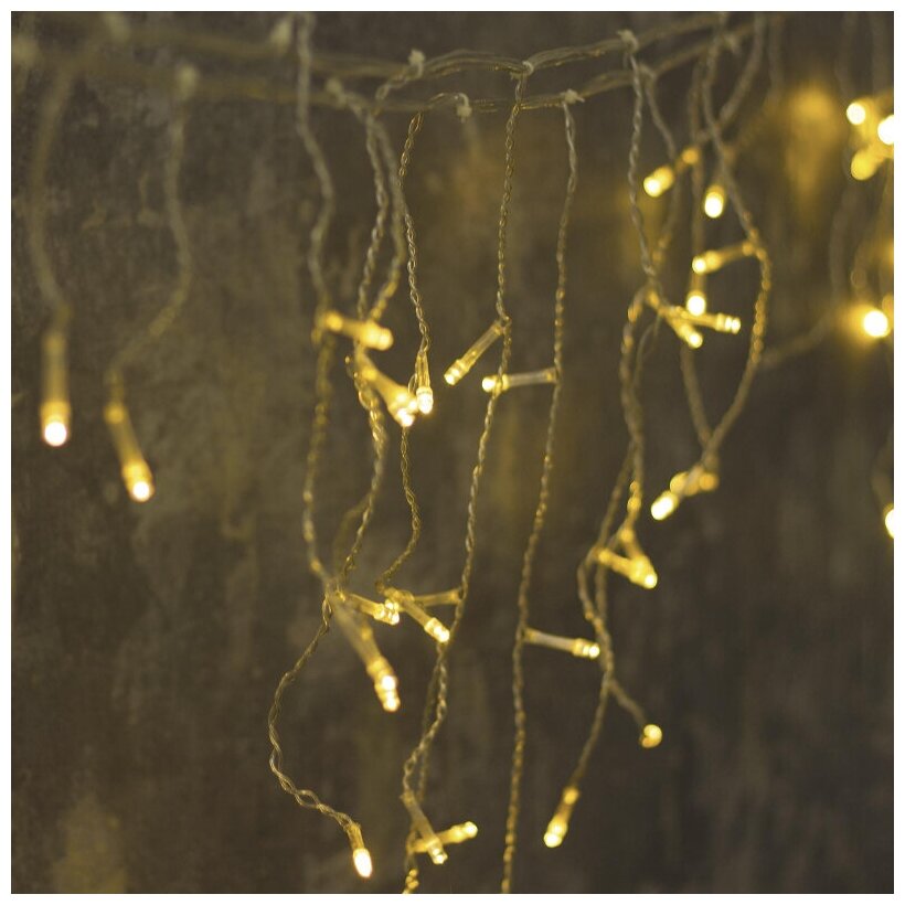 фото Гирлянда "Бахрома" 3 х 0.5 м , IP20, прозрачная нить, 80 LED, свечение тёплое белое, 8 режимов, 220 В