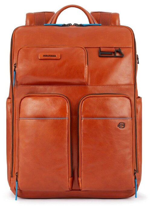 Рюкзак PIQUADRO Blue Square, фактура гладкая, коричневый, оранжевый
