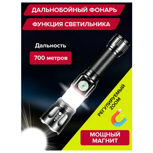 Фонарь аккумуляторный ручной LED, мощный с магнитом уличная подвесная лампа для палатки аварийная светодиодный ная лампа светильник фонарь для кемпинга для альпинизма бысветильник е освещ