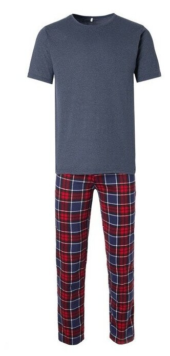 Комплект домашний мужской (футболка/брюки), цвет синий/красный, размер 56 - фотография № 19