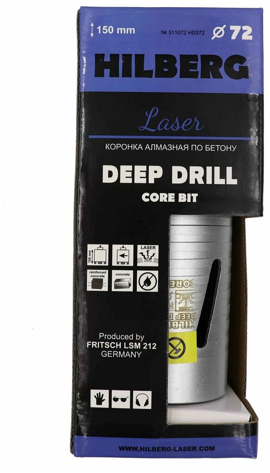 Коронка алмазная по бетону Laser Deep Drill (72х150 мм) Hilberg HD372 - фотография № 7