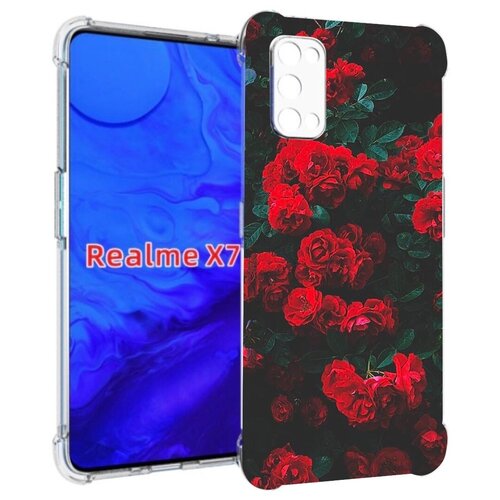 Чехол задняя-панель-накладка-бампер MyPads розы-в-листьях для Realme X7